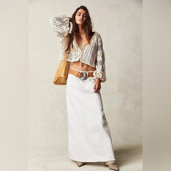 We The Free People Come As You Are Denim Maxi Skirt Size 2 - Picture 1 of 4